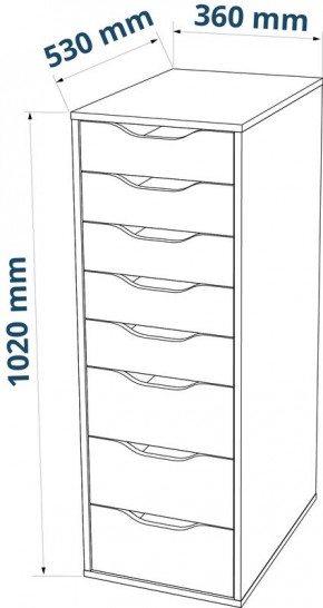 S01415 Ингар 8 комод 36x102x53, серо-бирюзовый в Верхней Салде - verhnyaya-salda.ok-mebel.com | фото
