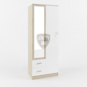 Шкаф 2-х створчатый с зеркалом Софи СШК 800.3 (дуб сонома/белый глянец) в Верхней Салде - verhnyaya-salda.ok-mebel.com | фото