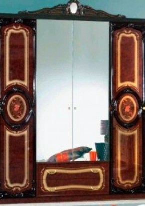 Шкаф 4-х дверный с зеркалами (01.144) Роза (могано) в Верхней Салде - verhnyaya-salda.ok-mebel.com | фото
