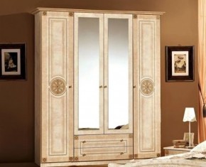 Шкаф 4-х дверный с зеркалами (02.144) Рома (беж) в Верхней Салде - verhnyaya-salda.ok-mebel.com | фото