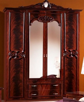 Шкаф 4-х дверный с зеркалами (03.144) Ольга (могано) в Верхней Салде - verhnyaya-salda.ok-mebel.com | фото