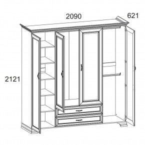 Шкаф 4D2S Z, TIFFANY, цвет вудлайн кремовый в Верхней Салде - verhnyaya-salda.ok-mebel.com | фото