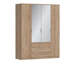 Шкаф 4х дверный с зеркалами Николь СБ-2595/1 (Дуб Сонома) в Верхней Салде - verhnyaya-salda.ok-mebel.com | фото