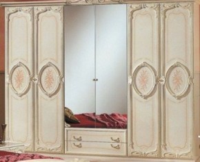 Шкаф 6-и дверный с зеркалами (01.146) Роза (беж) в Верхней Салде - verhnyaya-salda.ok-mebel.com | фото