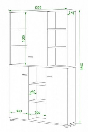 Шкаф книжный Домино ПУ-40-3 в Верхней Салде - verhnyaya-salda.ok-mebel.com | фото 2
