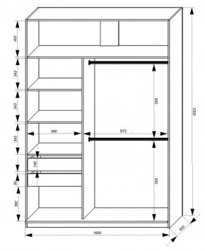 Шкаф-купе 1600 серии SOFT D8+D2+B2+PL4 (2 ящика+F обр.штанга) профиль «Графит» в Верхней Салде - verhnyaya-salda.ok-mebel.com | фото 2