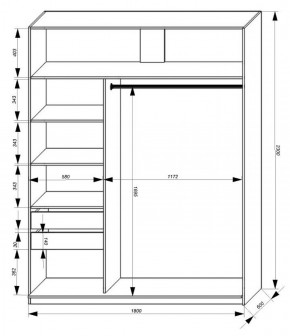 Шкаф-купе 1800 серии SOFT D1+D3+B2+PL1 (2 ящика+1штанга) профиль «Графит» в Верхней Салде - verhnyaya-salda.ok-mebel.com | фото 3