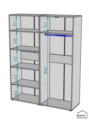 Шкаф Linnea MHR-4-1 2050х1600х510 (Графит-М 11.1.25) в Верхней Салде - verhnyaya-salda.ok-mebel.com | фото 3