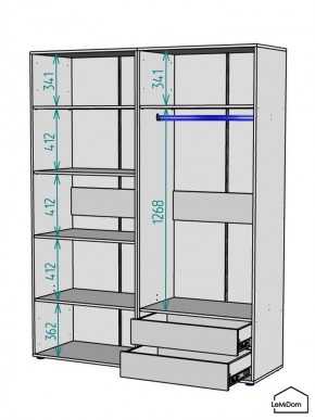 Шкаф Linnea MHR-4PO-2 2050х1600х510 (Белый-М 11.1.2) в Верхней Салде - verhnyaya-salda.ok-mebel.com | фото 3