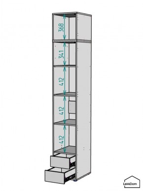 Шкаф с антресолью Linnea MHR-1A-4 2450х400х510 (Графит-М 11.1.25) в Верхней Салде - verhnyaya-salda.ok-mebel.com | фото 3