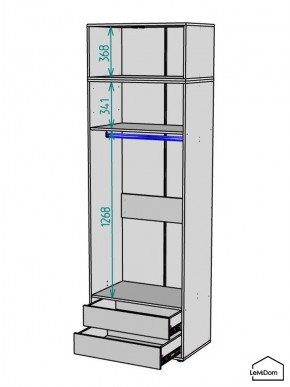 Шкаф с антресолью Linnea MHR-2A-3 2450х800х510 (Графит-М 11.1.25) в Верхней Салде - verhnyaya-salda.ok-mebel.com | фото 3