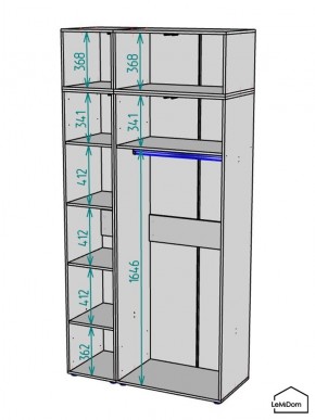 Шкаф с антресолью Linnea MHR-3A-1 2450х1200х510 (Графит-М 11.1.25) в Верхней Салде - verhnyaya-salda.ok-mebel.com | фото 3