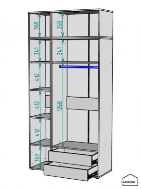 Шкаф с антресолью Linnea MHR-3A-2 2450х1200х510 (Графит-М 11.1.25) в Верхней Салде - verhnyaya-salda.ok-mebel.com | фото 3