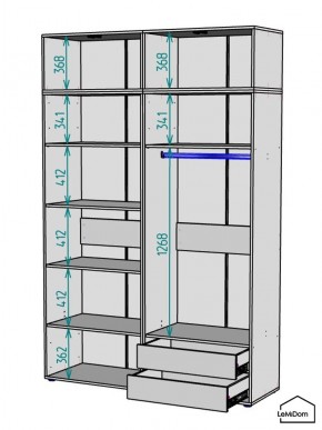 Шкаф с антресолью Linnea MHR-4A-2 2450х1600х510 (ДВ-М 11.1.25) в Верхней Салде - verhnyaya-salda.ok-mebel.com | фото 3