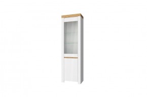 Шкаф с витриной  1V1D, TAURUS, цвет белый/дуб вотан в Верхней Салде - verhnyaya-salda.ok-mebel.com | фото