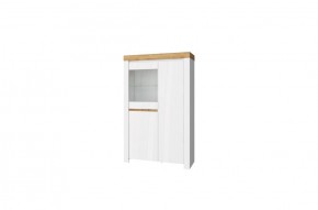 Шкаф с витриной 1V2D, TAURUS, цвет белый/дуб вотан в Верхней Салде - verhnyaya-salda.ok-mebel.com | фото 1