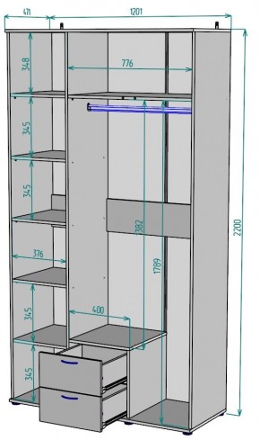 Шкаф с зеркалом Ольга H54_M в Верхней Салде - verhnyaya-salda.ok-mebel.com | фото 2