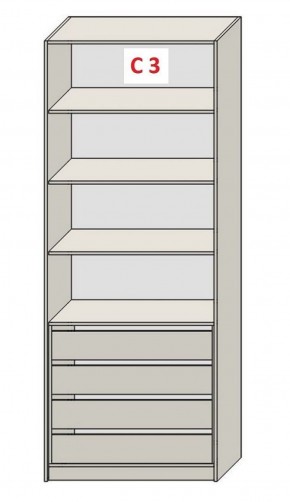 Шкаф СТАНДАРТ С3 4 ящика серия "ГЕСТИЯ" (Бело-серый/Дуб Небраска натуральный ) 800*520*2300 в Верхней Салде - verhnyaya-salda.ok-mebel.com | фото 2