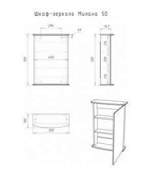 Шкаф-зеркало Милана 50 (левый/правый) Айсберг (DA1062HZ) в Верхней Салде - verhnyaya-salda.ok-mebel.com | фото 5