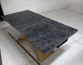 Стол ALES 180 BLACK GRAVE SOLID CERAMIC, керамика / бронзовый, ®DISAUR в Верхней Салде - verhnyaya-salda.ok-mebel.com | фото 5