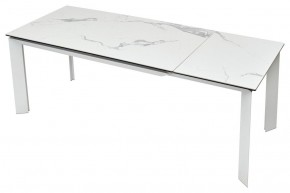 Стол CREMONA 140 HIGH GLOSS STATUARIO Белый мрамор глянцевый, керамика/ белый каркас, ®DISAUR в Верхней Салде - verhnyaya-salda.ok-mebel.com | фото 5