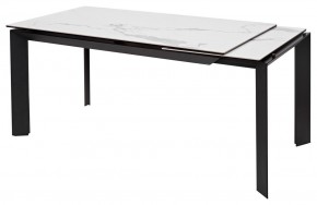 Стол CREMONA 140 HIGH GLOSS STATUARIO Белый мрамор глянцевый, керамика/ черный каркас, ®DISAUR в Верхней Салде - verhnyaya-salda.ok-mebel.com | фото 3