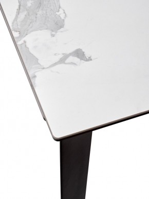 Стол CREMONA 140 HIGH GLOSS STATUARIO Белый мрамор глянцевый, керамика/ черный каркас, ®DISAUR в Верхней Салде - verhnyaya-salda.ok-mebel.com | фото 4