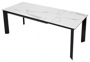 Стол CREMONA 140 HIGH GLOSS STATUARIO Белый мрамор глянцевый, керамика/ черный каркас, ®DISAUR в Верхней Салде - verhnyaya-salda.ok-mebel.com | фото 8