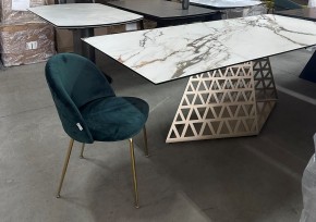 Стол ENNA 220 KL-188 Контрастный мрамор матовый, итальянская керамика/ каркас цвета шампань, ®DISAUR в Верхней Салде - verhnyaya-salda.ok-mebel.com | фото 8