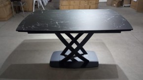 Стол FOGGIA 140 KL-116 Черный мрамор матовый, итальянская керамика/ черный каркас, ®DISAUR в Верхней Салде - verhnyaya-salda.ok-mebel.com | фото 2