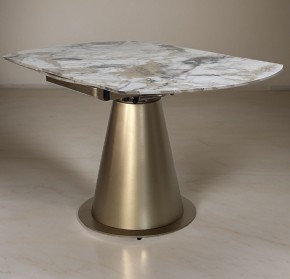 Стол TERAMO 135 GLOSS GRAND JADE SOLID CERAMIC, керамика, поворотн.механизм / Бронзовый, ®DISAUR в Верхней Салде - verhnyaya-salda.ok-mebel.com | фото