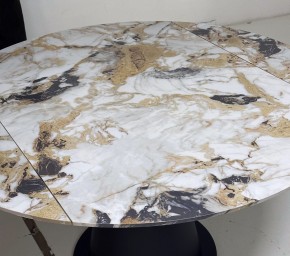Стол TERAMO 135 GLOSS GRAND JADE SOLID CERAMIC, керамика, поворотн.механизм / Черный каркас, ®DISAUR в Верхней Салде - verhnyaya-salda.ok-mebel.com | фото 4