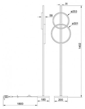 Торшер Arte Lamp Fluido A3913PN-24BK в Верхней Салде - verhnyaya-salda.ok-mebel.com | фото 2