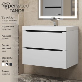Тумба под раковину Uperwood Tanos 70 см, подвесная, белая/графит в Верхней Салде - verhnyaya-salda.ok-mebel.com | фото 3