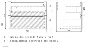 Тумба под раковину Uperwood Tanos 70 см, подвесная, белая/графит в Верхней Салде - verhnyaya-salda.ok-mebel.com | фото 7