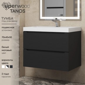 Тумба под раковину Uperwood Tanos 70 см, подвесная, черная матовая в Верхней Салде - verhnyaya-salda.ok-mebel.com | фото 3
