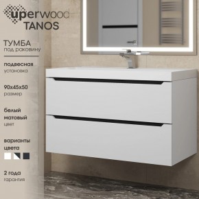 Тумба под раковину Uperwood Tanos 90 см, подвесная, белая/графит в Верхней Салде - verhnyaya-salda.ok-mebel.com | фото 3