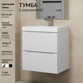 Тумба с раковиной Uperwood Tanos 50 см, подвесная, белая матовая в Верхней Салде - verhnyaya-salda.ok-mebel.com | фото 5