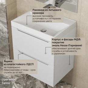 Тумба с раковиной Uperwood Tanos 50 см, подвесная, белая матовая в Верхней Салде - verhnyaya-salda.ok-mebel.com | фото 6